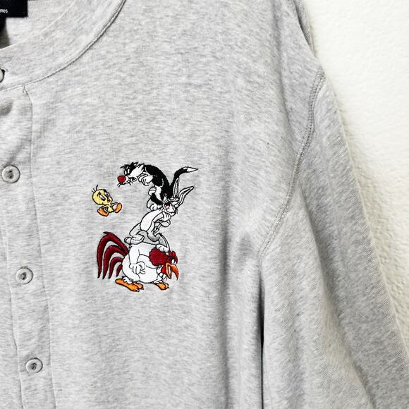 [Vintage] 90s Warner Brothers Sz S/M Gray Looney Tunes Bugs Bunny Sleep Onesie - Picture 8 of 11